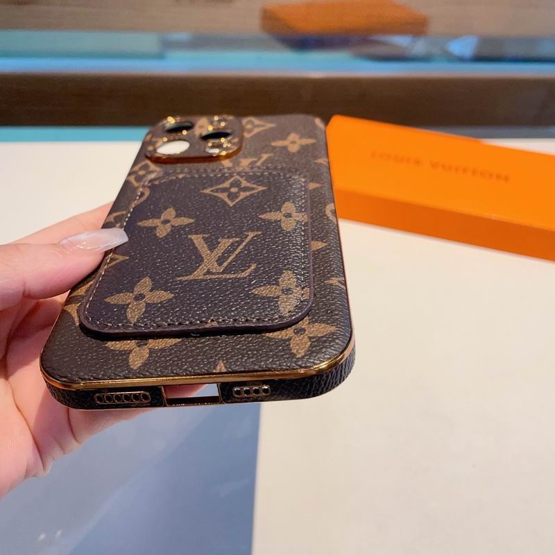 Lv Iphone Case Card Holder Back Cover For Iphone 12 13 14 15 16 Pro Max Plus