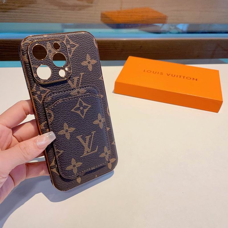Lv Iphone Case Card Holder Back Cover For Iphone 12 13 14 15 16 Pro Max Plus
