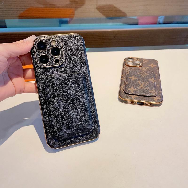 Lv Iphone Case Card Holder Back Cover For Iphone 12 13 14 15 16 Pro Max Plus