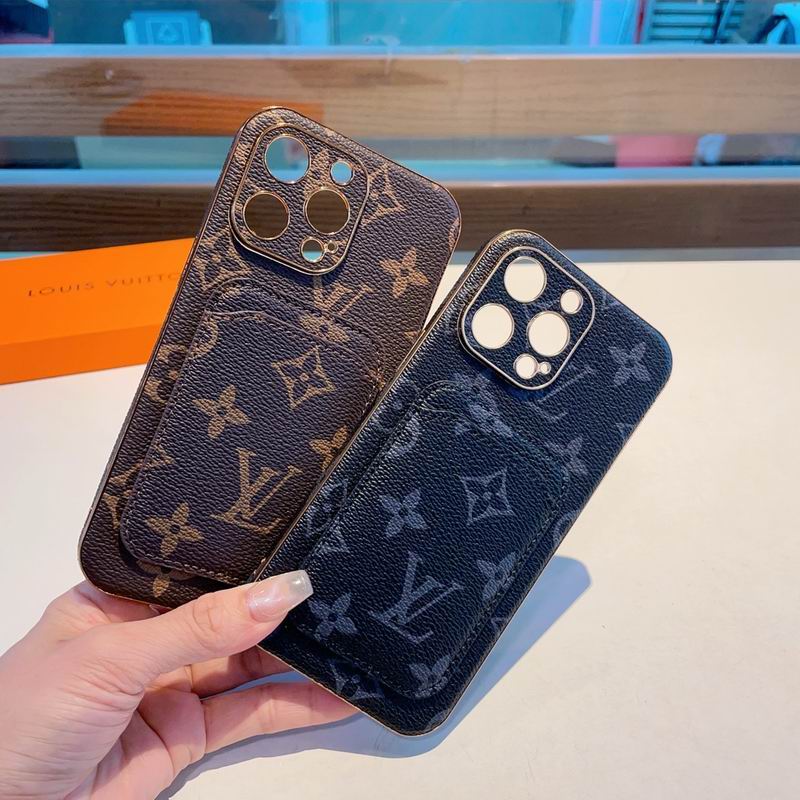 Lv Iphone Case Card Holder Back Cover For Iphone 12 13 14 15 16 Pro Max Plus