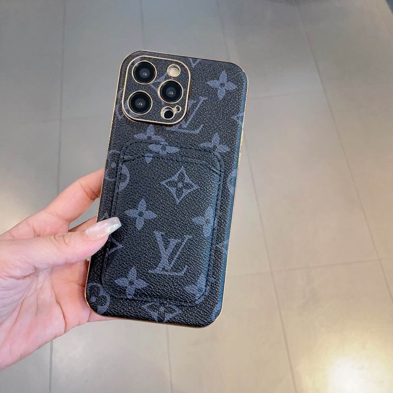 Lv Iphone Case Card Holder Back Cover For Iphone 12 13 14 15 16 Pro Max Plus