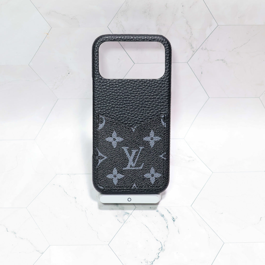 Black Monogram Lv Iphone Case For 12-17 Series