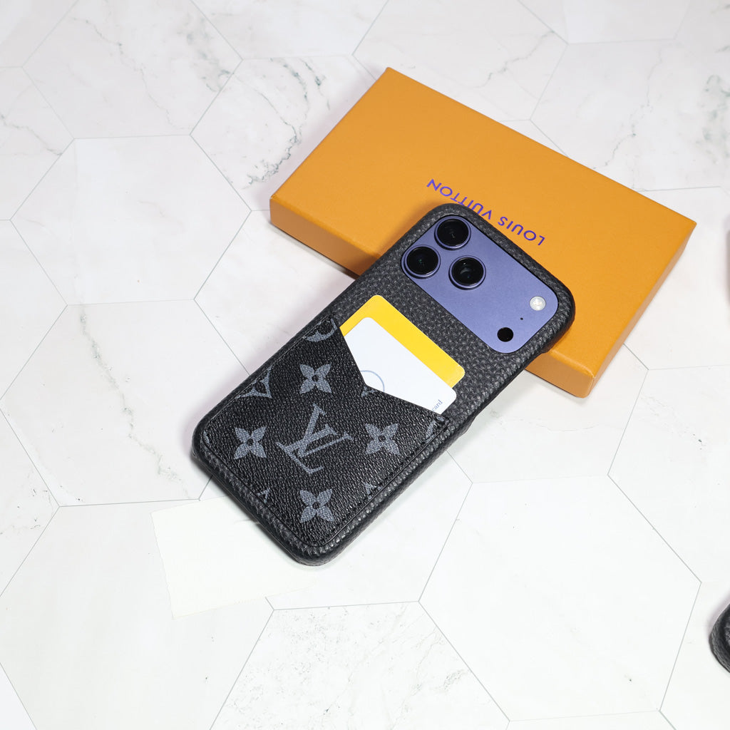 Black Monogram Lv Iphone Case For 12-17 Series