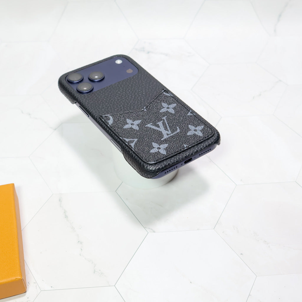 Black Monogram Lv Iphone Case For 12-17 Series