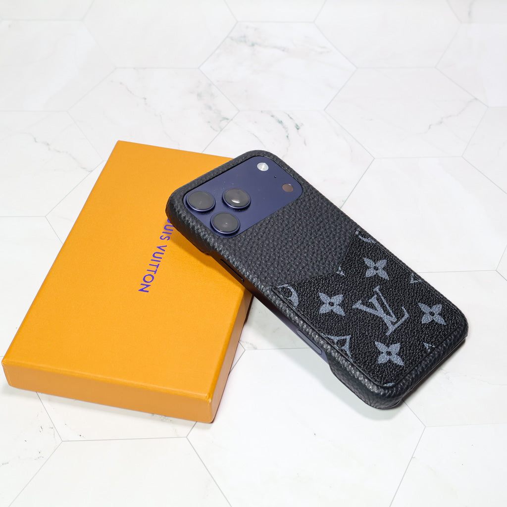 Black Monogram Lv Iphone Case For 12-17 Series