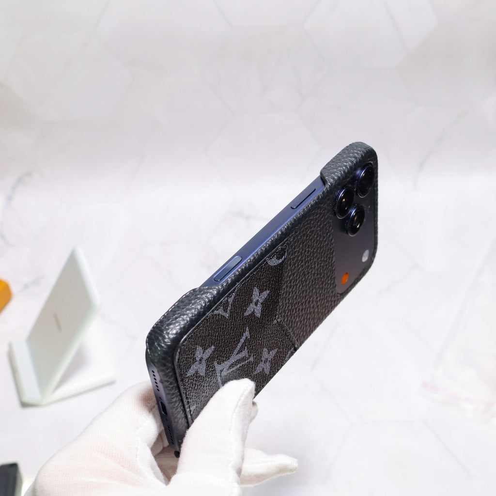 Black Monogram Lv Iphone Case For 12-17 Series