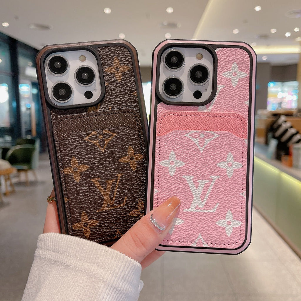 Lv Phone Case Card Holder Fashion Leather For Iphone 12 13 14 15 Pro Max Plus