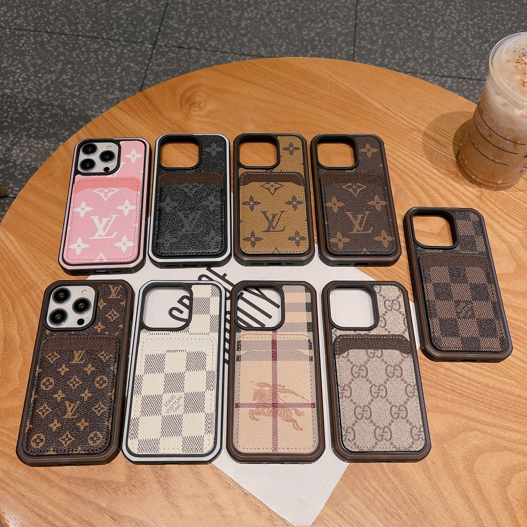 Lv Phone Case Card Holder Fashion Leather For Iphone 12 13 14 15 Pro Max Plus