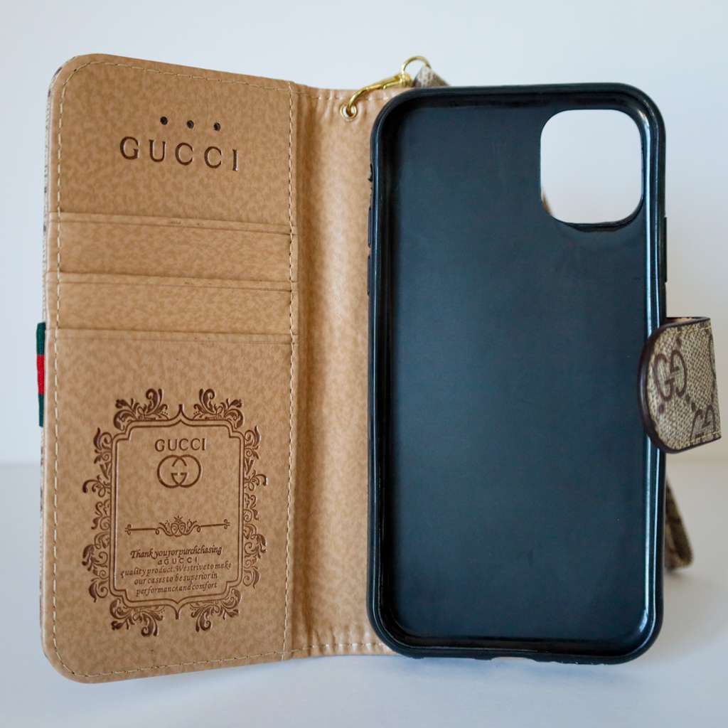 Gucci Wallet Case Iphone Beige Leather For Iphone 11 12 13 14 15 16 Pro Max Plus