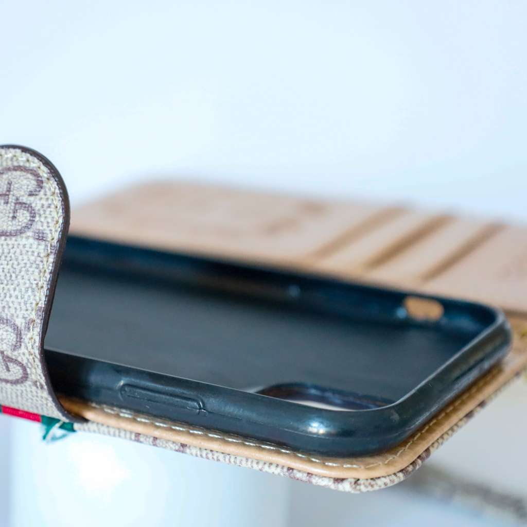 Gucci Wallet Case Iphone Beige Leather For Iphone 11 12 13 14 15 16 Pro Max Plus