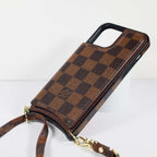 Crossbody Phone Case Designer Checkered Leather For Iphone 11 12 13 14 Pro Max