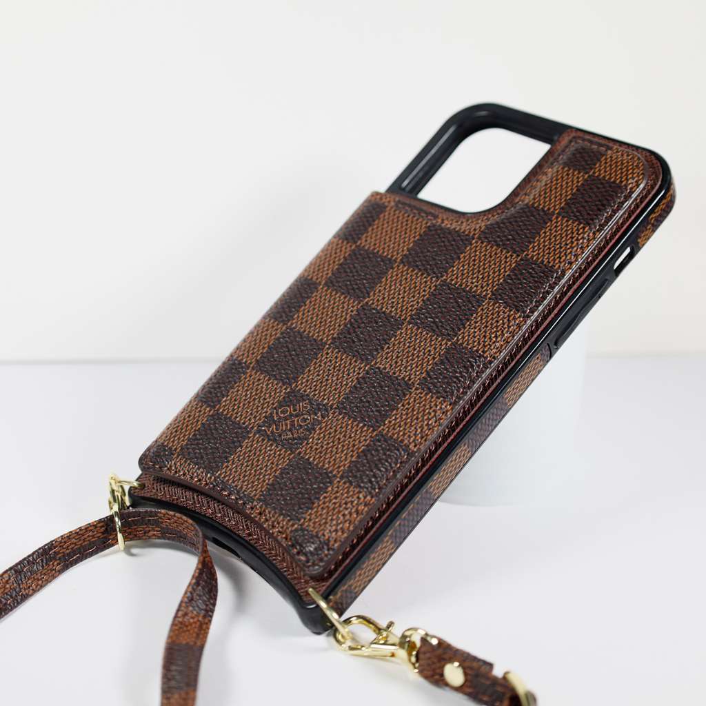 Crossbody Phone Case Designer Checkered Leather For Iphone 11 12 13 14 Pro Max