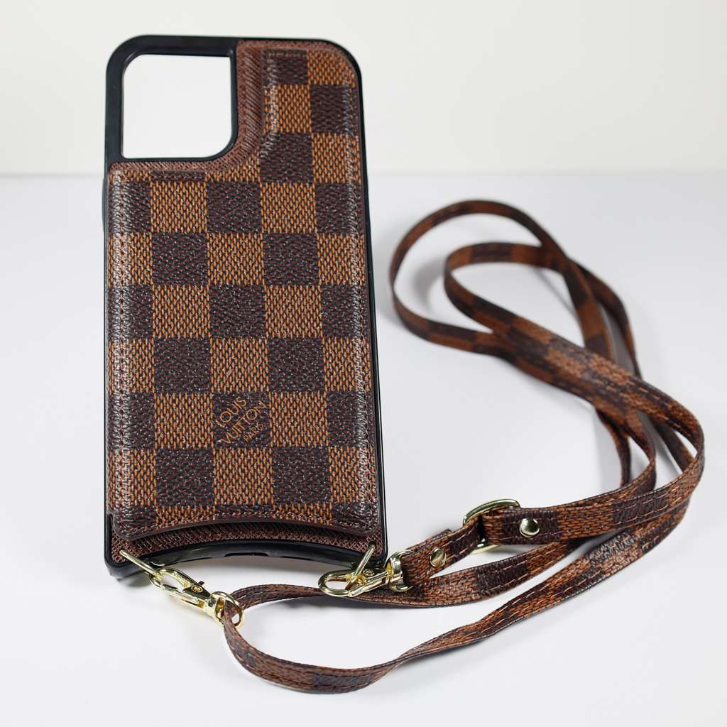 Crossbody Phone Case Designer Checkered Leather For Iphone 11 12 13 14 Pro Max