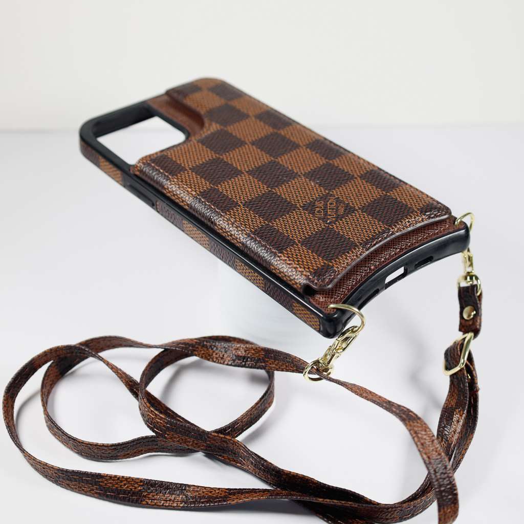Crossbody Phone Case Designer Checkered Leather For Iphone 11 12 13 14 Pro Max