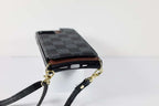 Luxury Iphone Wallet Case Black Checkered Leather For Iphone 11 12 13 14 Pro Max