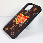 Lv Phone Case Embroidery 3D Heart For Iphone 12 13 Pro Max
