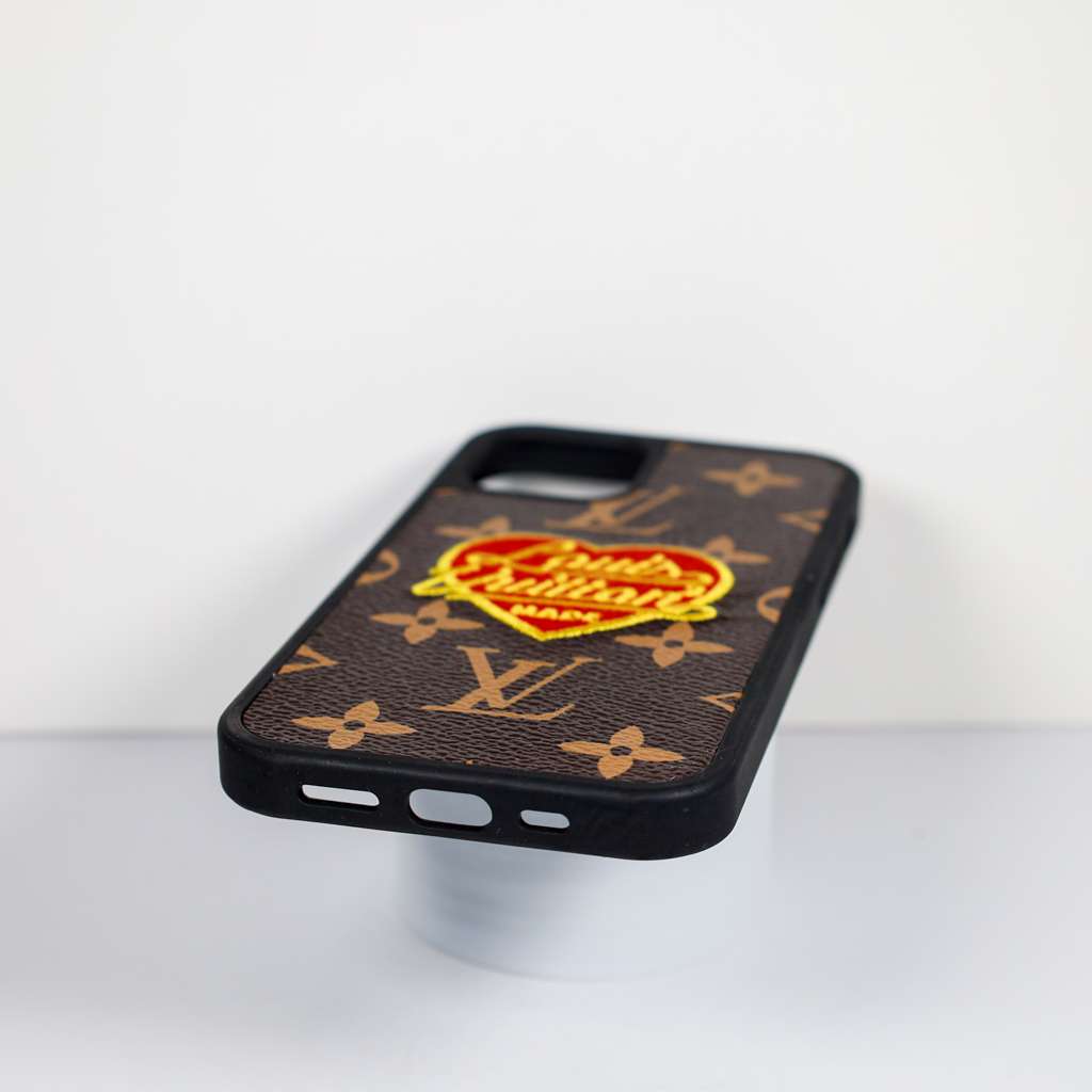 Lv Phone Case Embroidery 3D Heart For Iphone 12 13 Pro Max