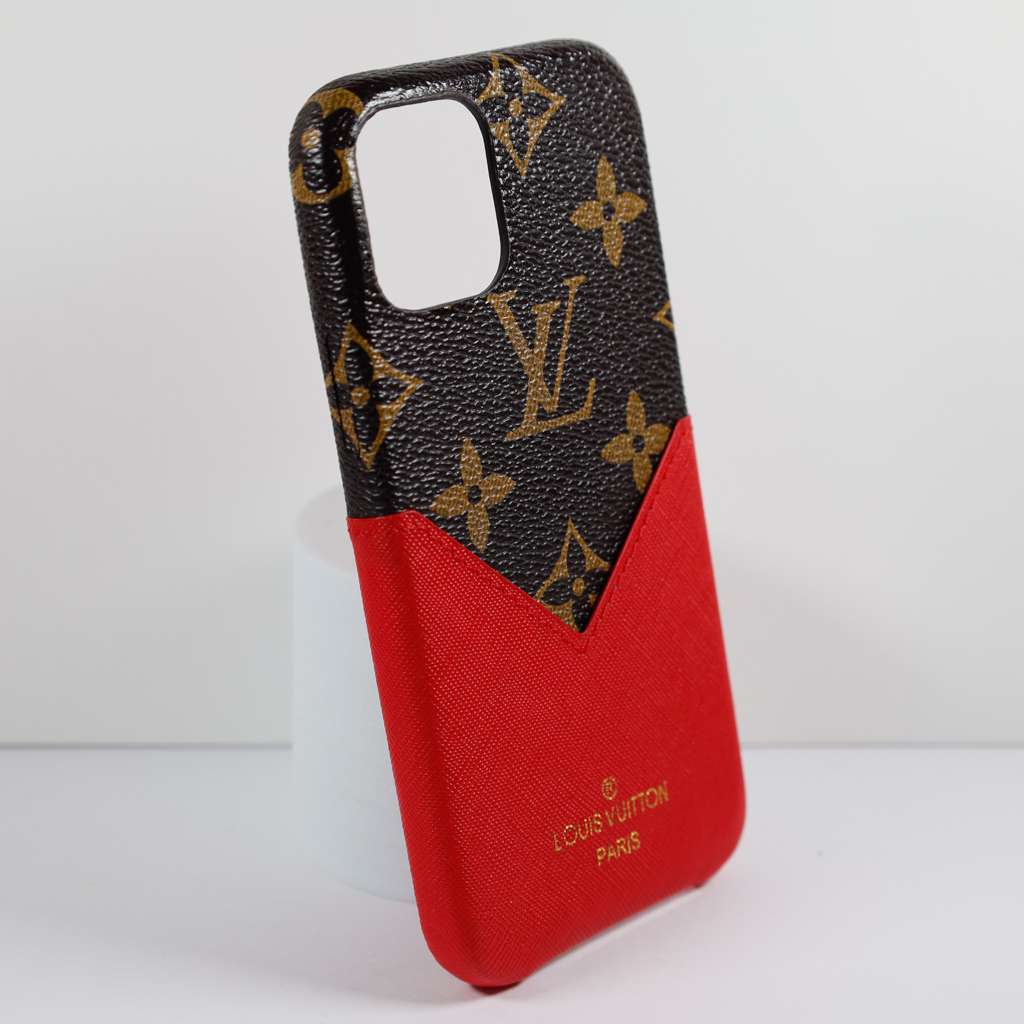 Lv Phone Case Card Holder Red For Iphone X 11 12 13 14 15 16 Pro Max Plus