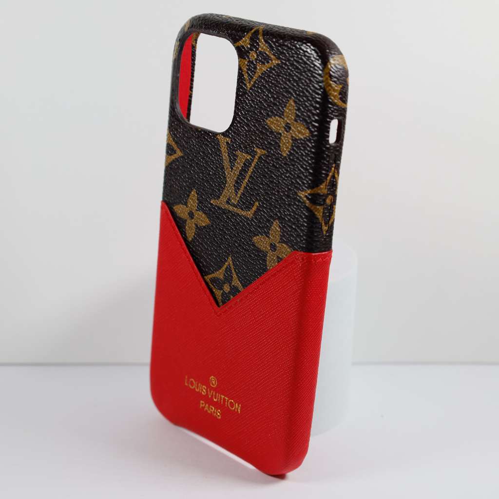 Lv Phone Case Card Holder Red For Iphone X 11 12 13 14 15 16 Pro Max Plus