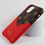Lv Phone Case Card Holder Red For Iphone X 11 12 13 14 15 16 Pro Max Plus