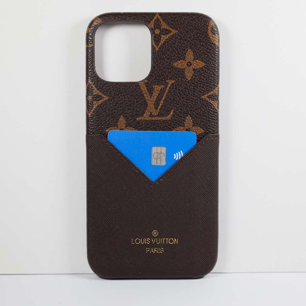 Lv Card Holder Iphone Case Brown For Iphone X 11 12 13 14 Pro Max Series