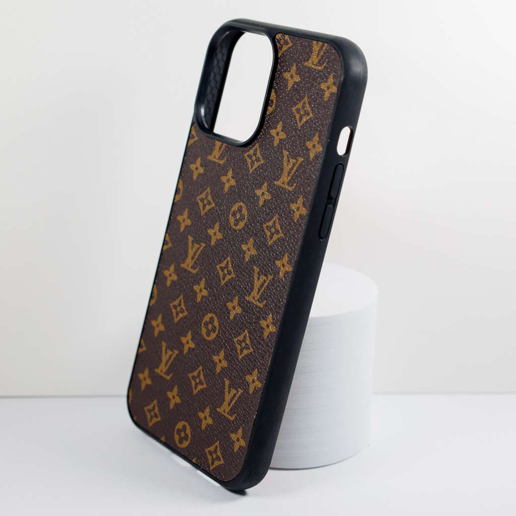 Lv Monogrammed Leather Iphone Case Brown Pattern For X Xs Xr 11 12 13 14 15 16 Pro Max Plus