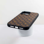 Lv Monogrammed Leather Iphone Case Brown Pattern For X Xs Xr 11 12 13 14 15 16 Pro Max Plus