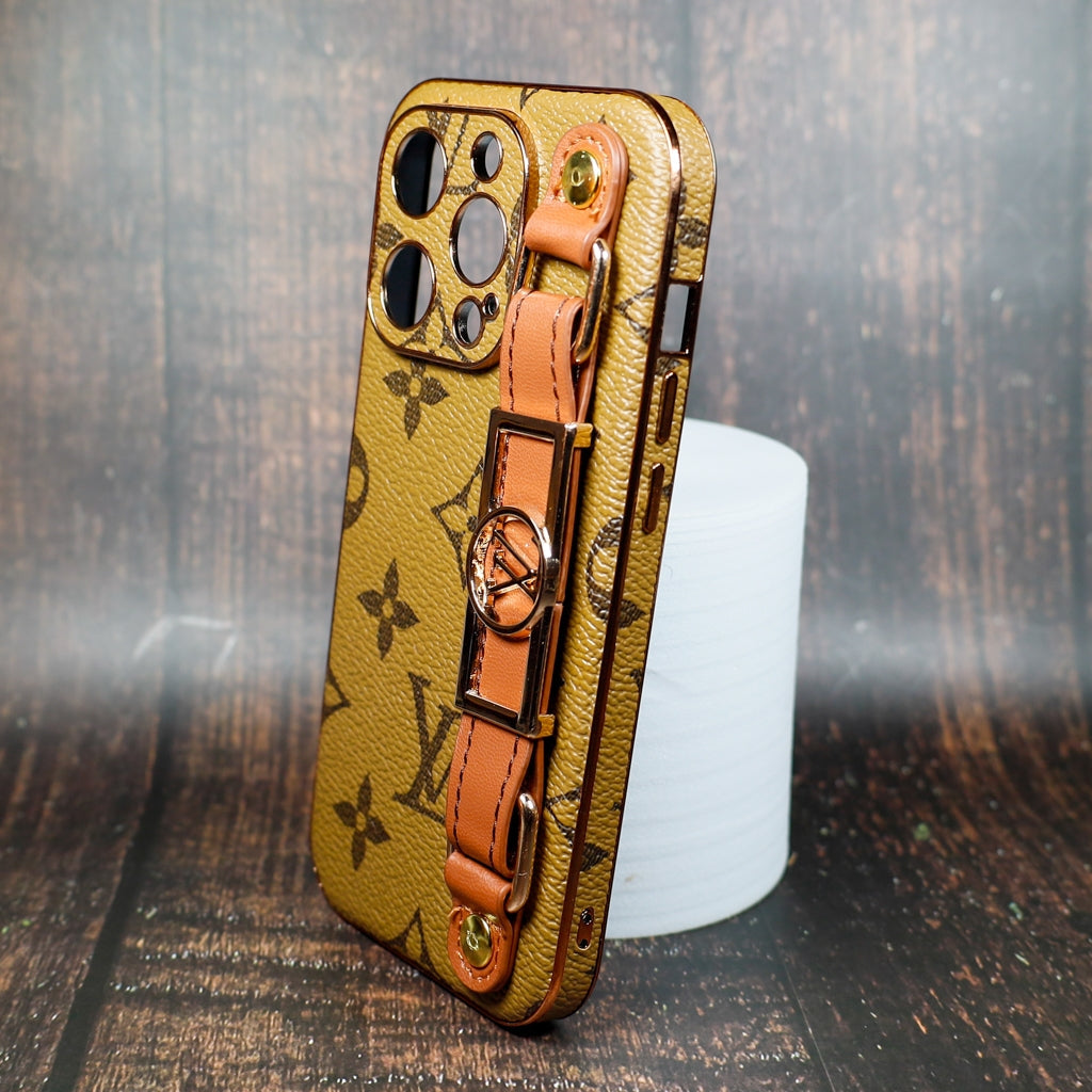 Lv Iphone Case With Strap Folding Style For 11 12 13 14 15 Pro Max Plus / Latte