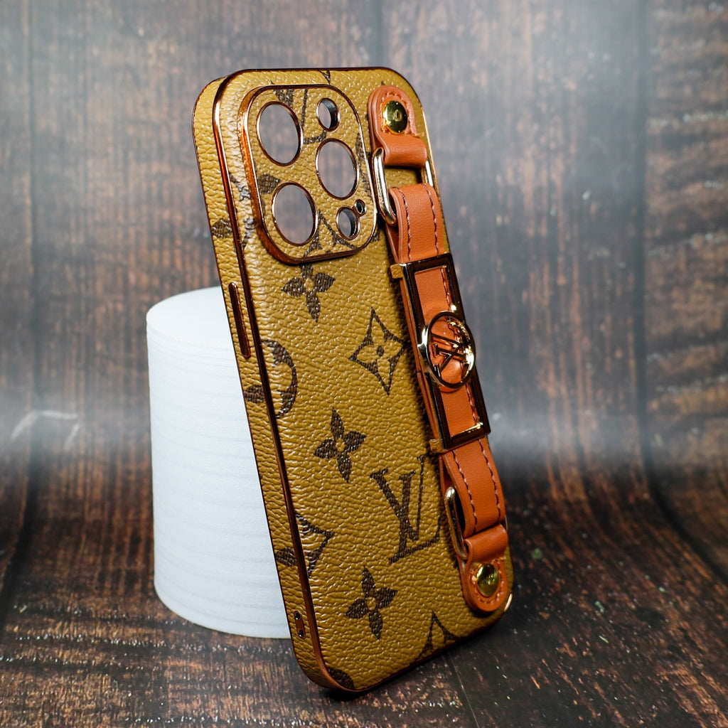 Lv Iphone Case With Strap Folding Style For 11 12 13 14 15 Pro Max Plus / Latte