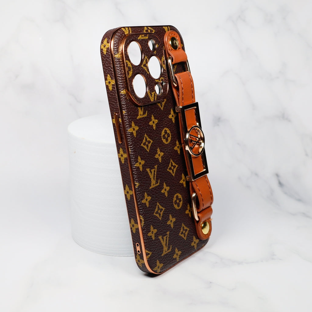Lv Cell Phone Case With Strap Folding Style For 11 12 13 14 15 16 Pro Max Plus / Brown