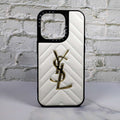 Ysl Leather Phone Case Fashion White For Iphone 12 13 14 15 16 Pro Max Plus Version