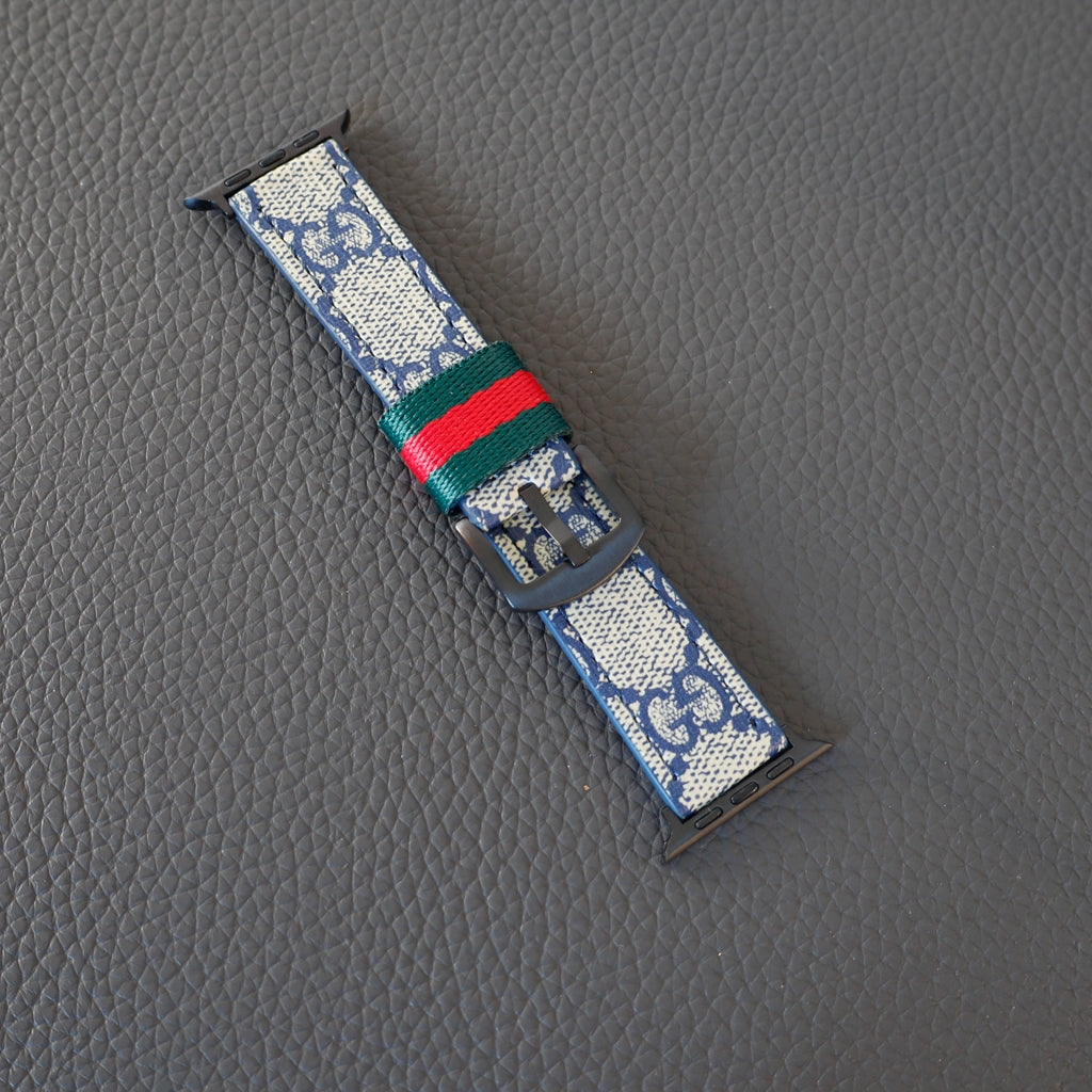 Designer Leather Apple Watch Band Wrist Strap / Blue