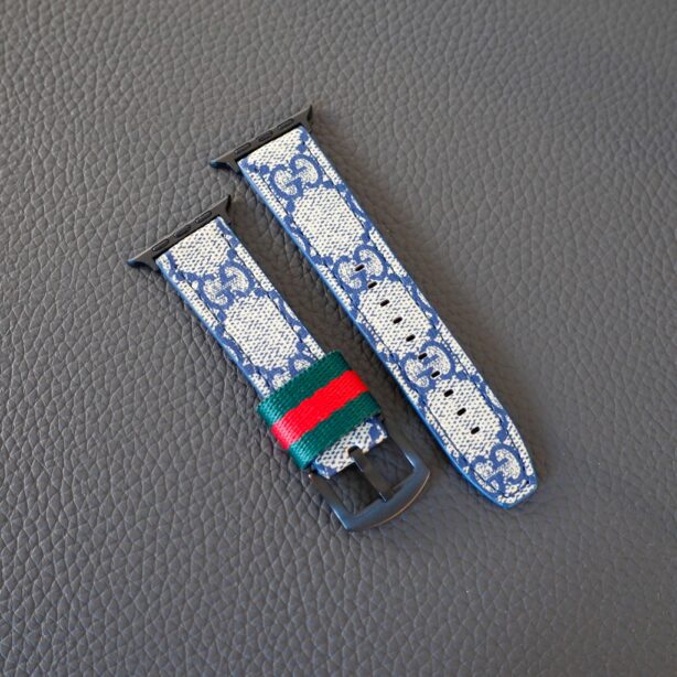Designer Leather Apple Watch Band Wrist Strap / Blue