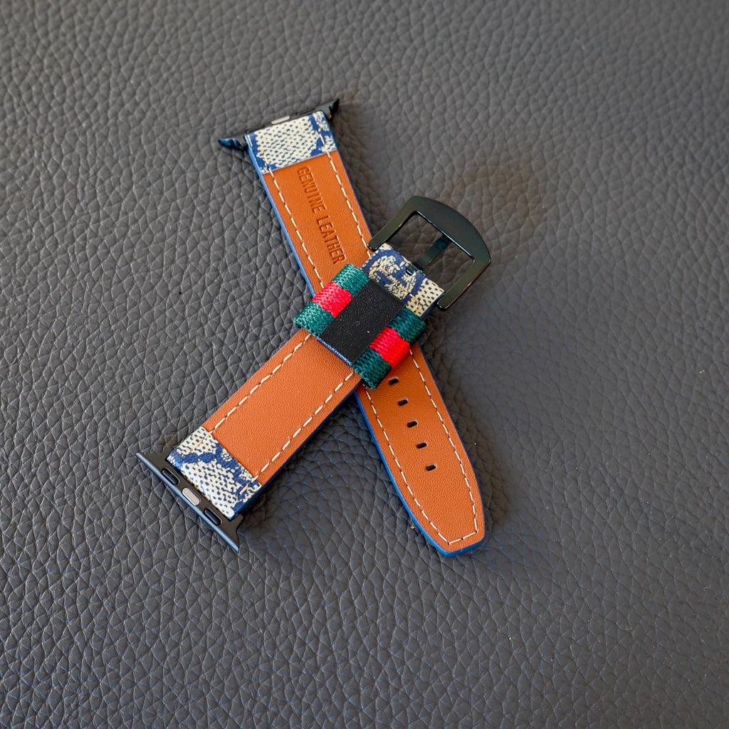 Designer Leather Apple Watch Band Wrist Strap / Blue