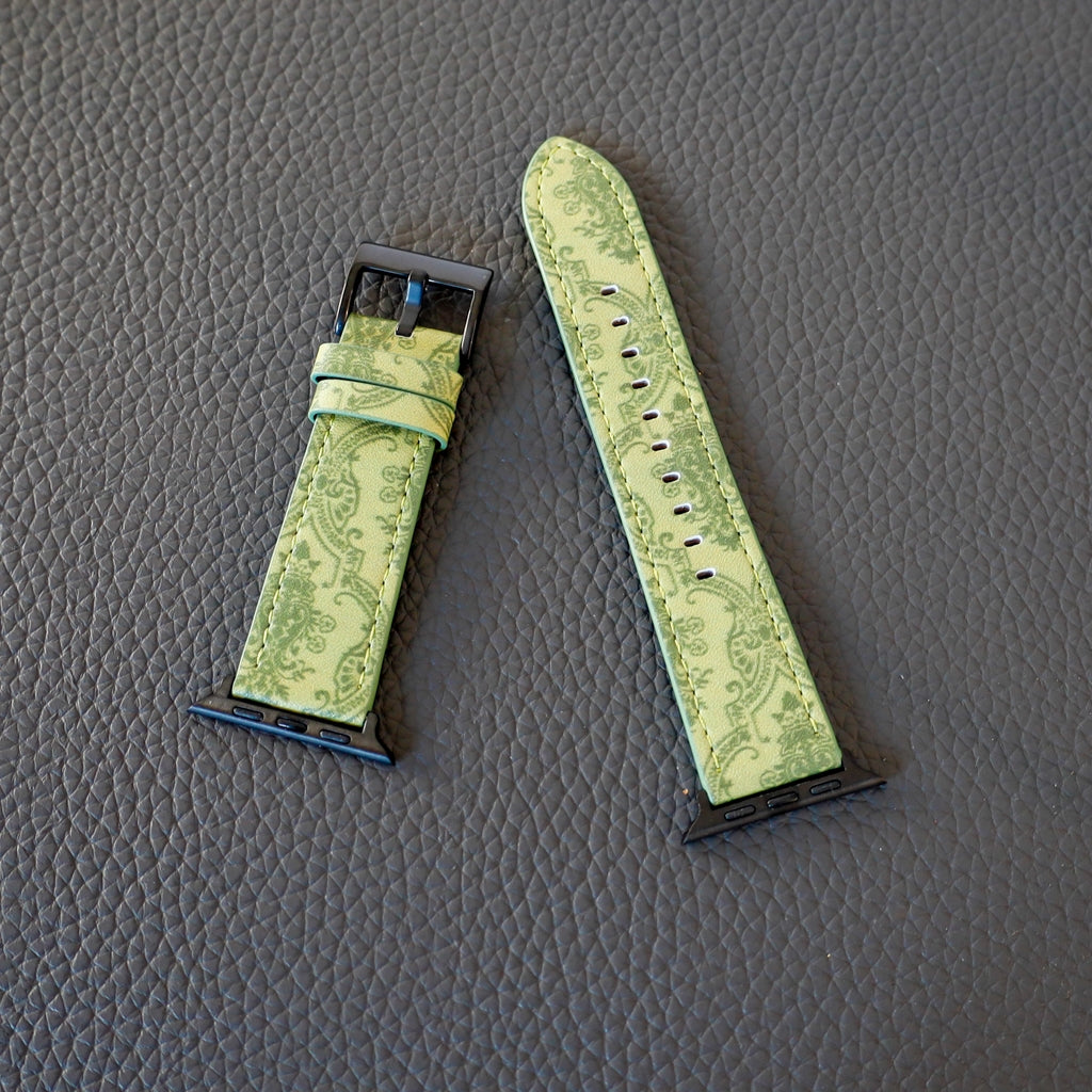 Luxury Gucci Leather Apple Watch Band Wrist Strap / Green