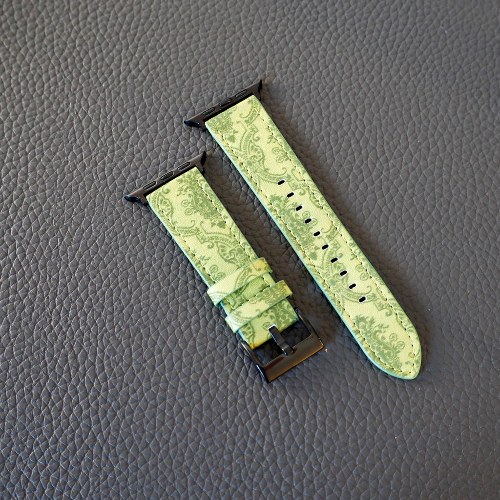 Luxury Gucci Leather Apple Watch Band Wrist Strap / Green