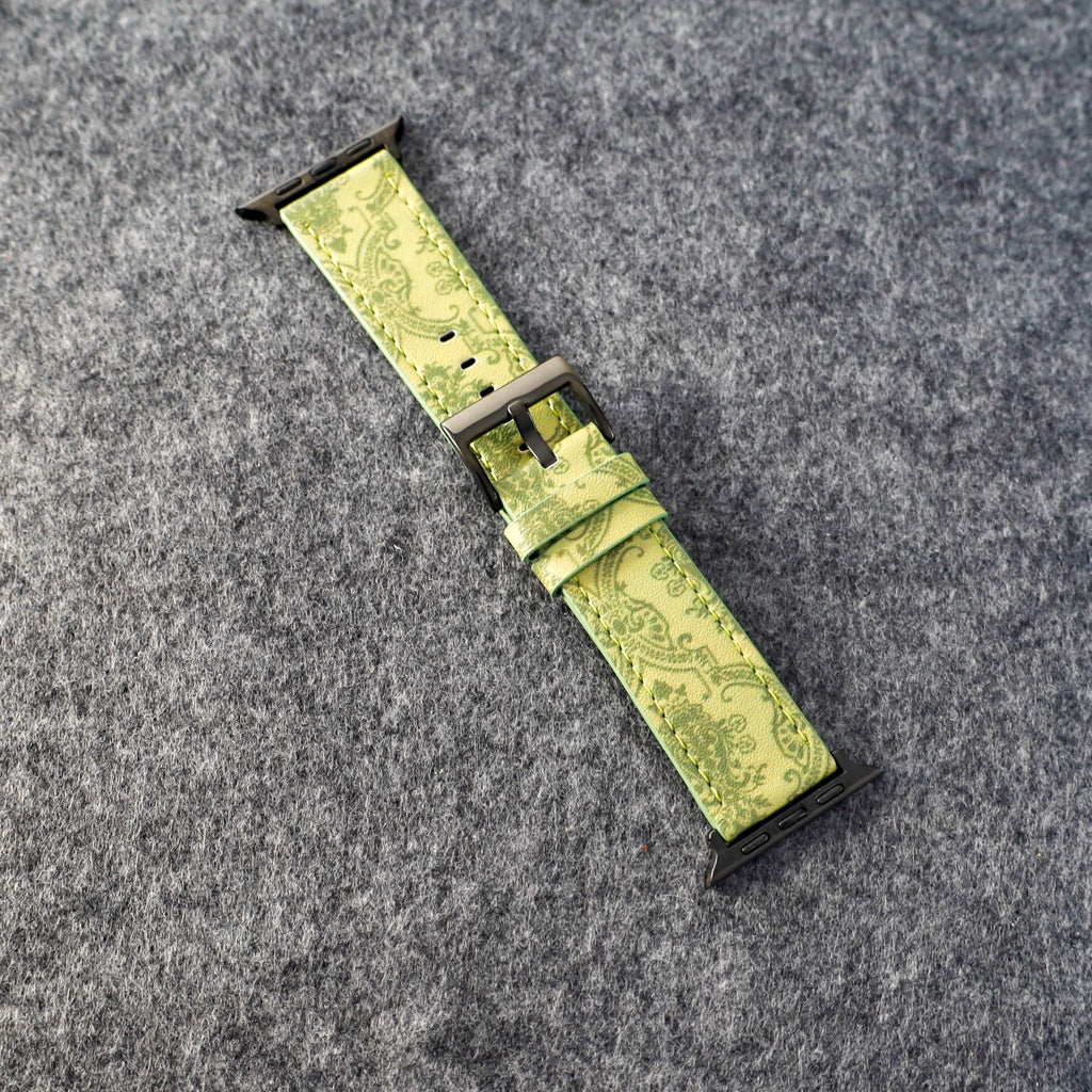 Luxury Gucci Leather Apple Watch Band Wrist Strap / Green