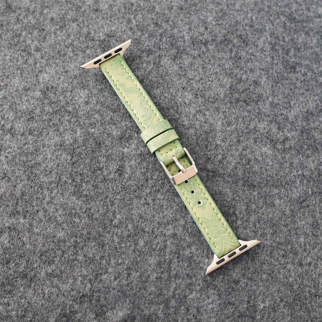Designer Gucci Leather Watch Band For Apple Watches / Thin Green