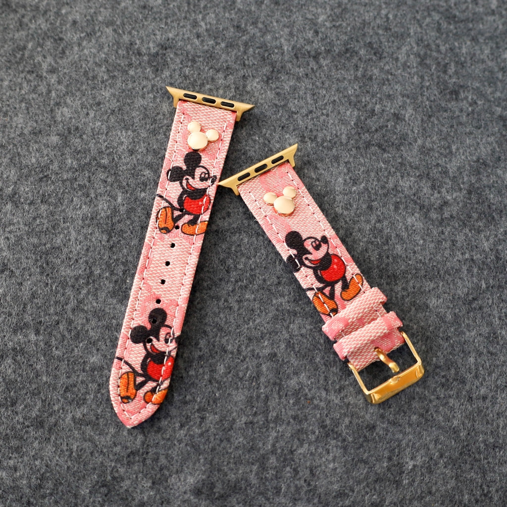 Apple Watch Band Designer Leather Wrist Strap / Pink