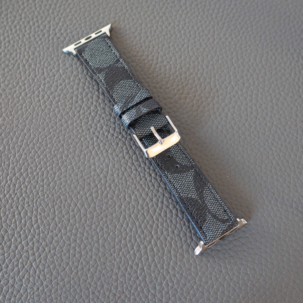 Coach Band For Apple Watch Black Pattern Leather