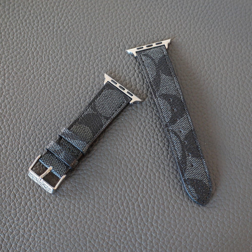 Coach Band For Apple Watch Black Pattern Leather