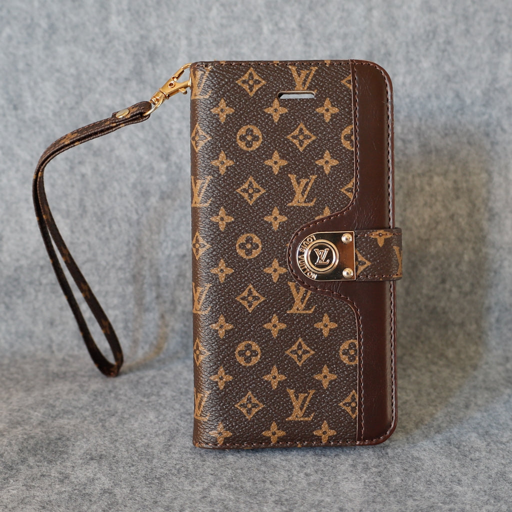 Lv Wallet Case Iphone 11 12 13 14 15 16 Pro Max Plus / Brown Monogram