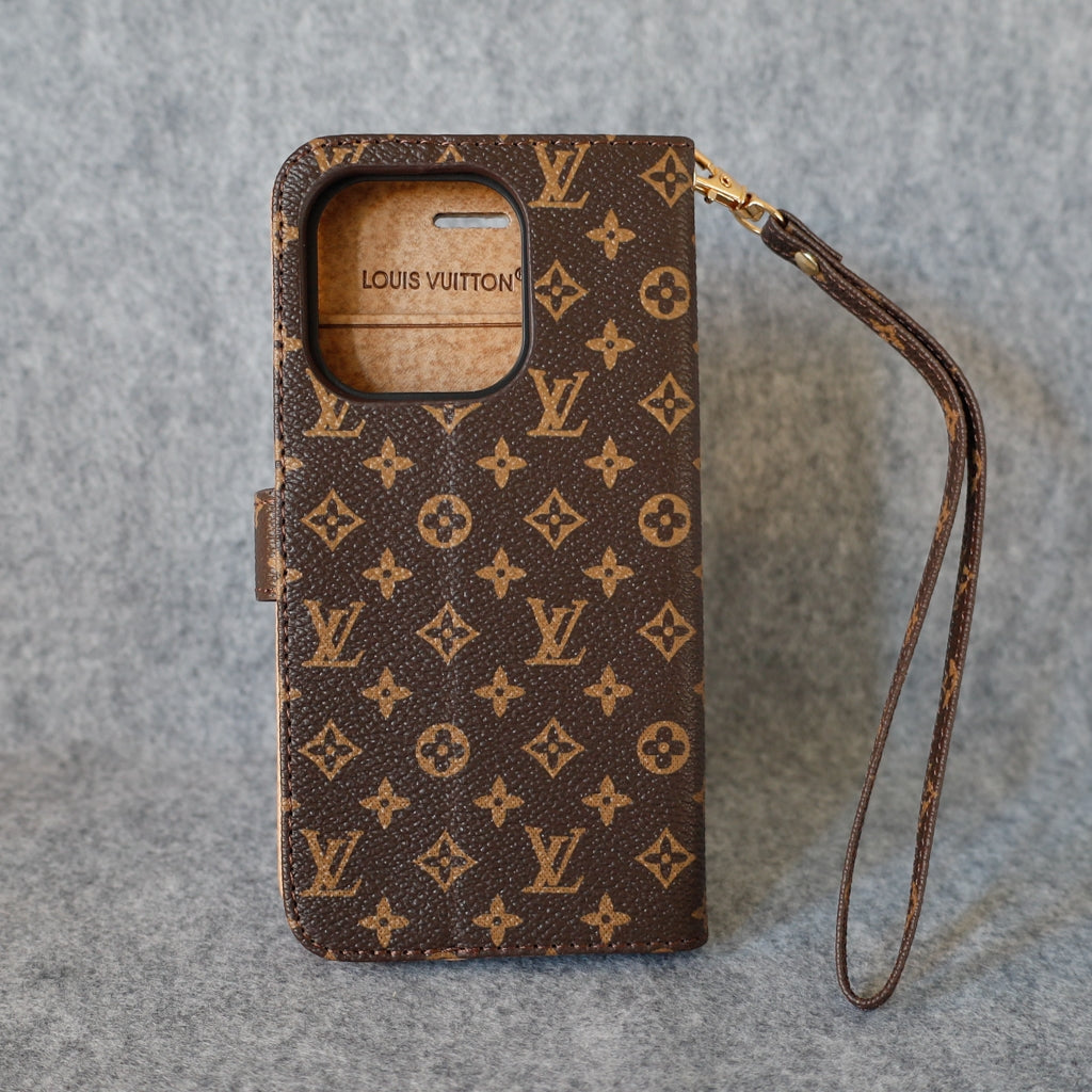 Lv Wallet Case Iphone 11 12 13 14 15 16 Pro Max Plus / Brown Monogram