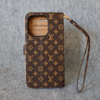 Lv Wallet Case Iphone 11 12 13 14 15 16 Pro Max Plus / Brown Monogram