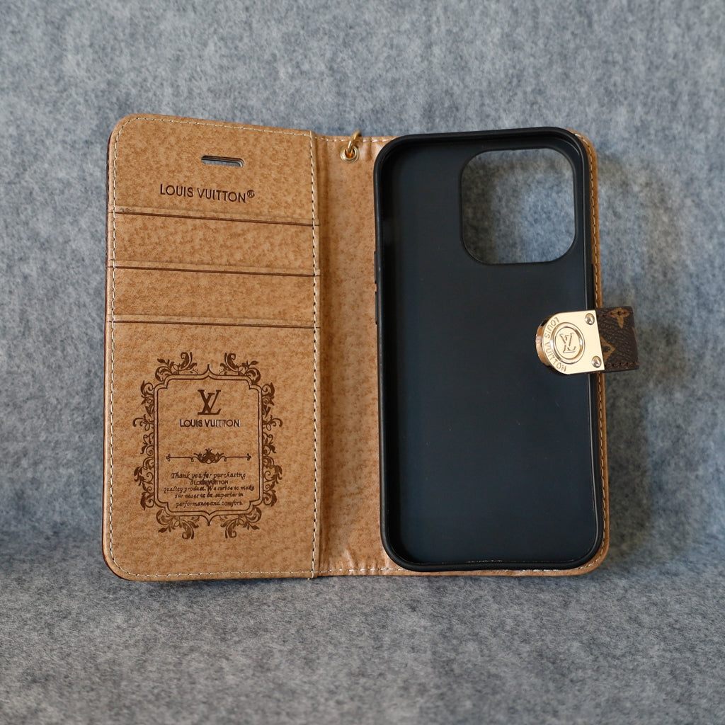 Lv Wallet Case Iphone 11 12 13 14 15 16 Pro Max Plus / Brown Monogram