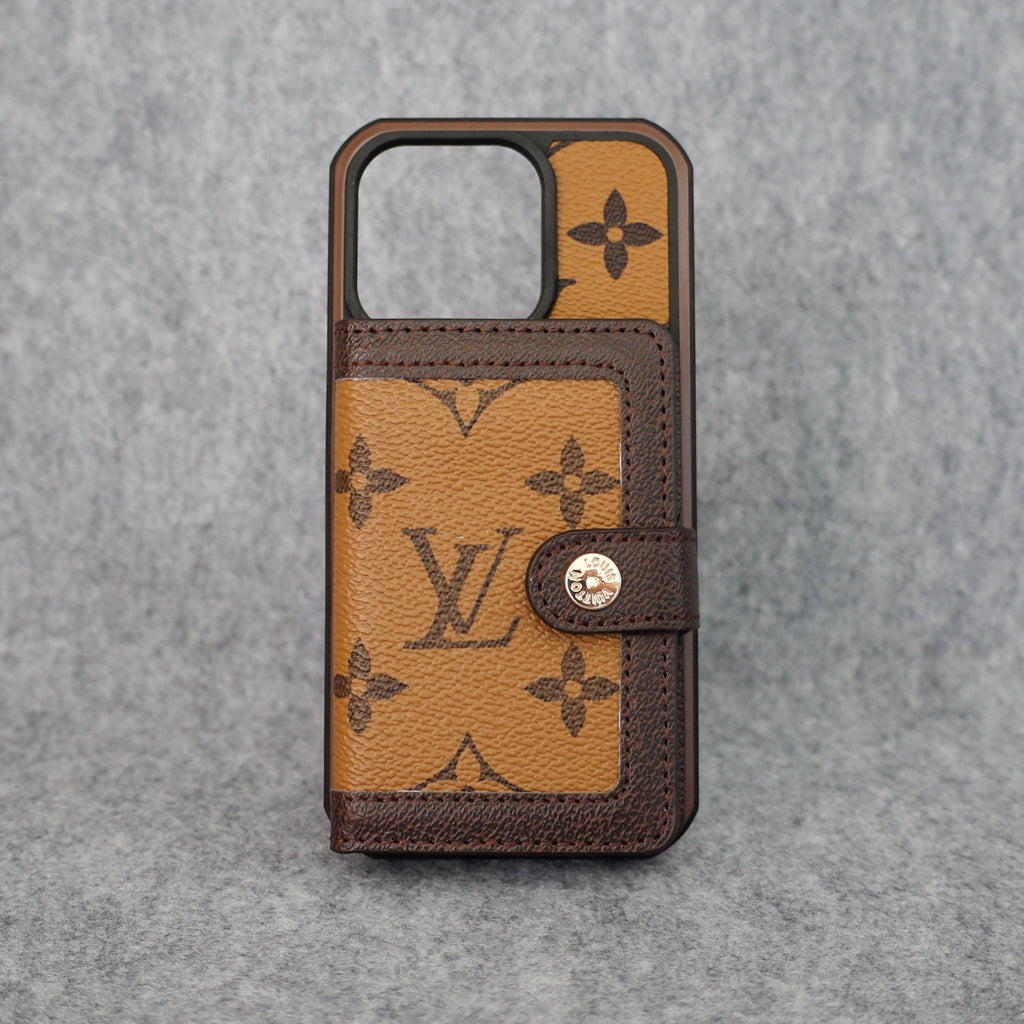 Lv Card Slot Wallet Case For Iphone 12 13 14 15 16 Pro Max Plus