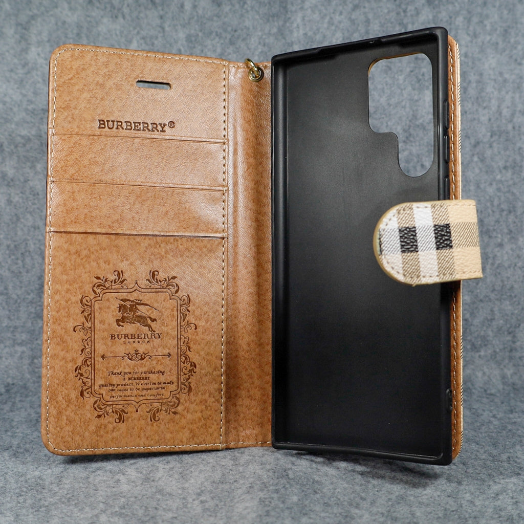 Burberry Wallet Phone Case For Samsung Galaxy S22 23 24 25 Plus Ultra