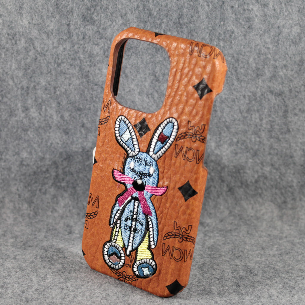 Mc Phone Case Embroidery Rabbit For Iphone 12 13 14 15 Pro Max Plus