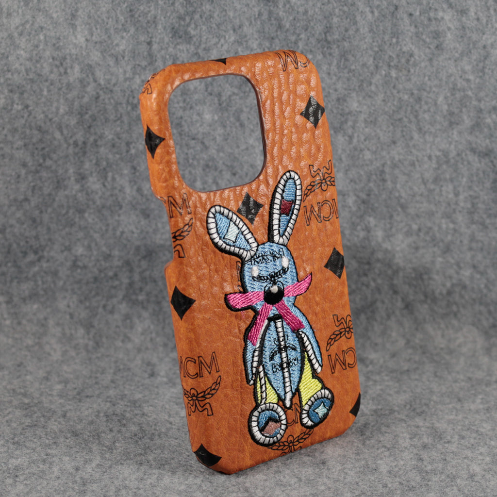 Mc Phone Case Embroidery Rabbit For Iphone 12 13 14 15 Pro Max Plus