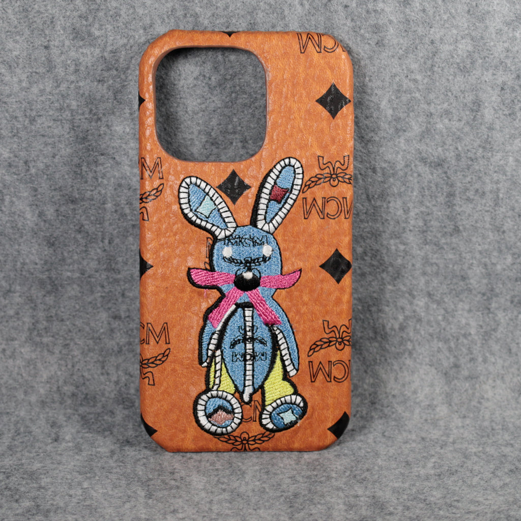 Mc Phone Case Embroidery Rabbit For Iphone 12 13 14 15 Pro Max Plus
